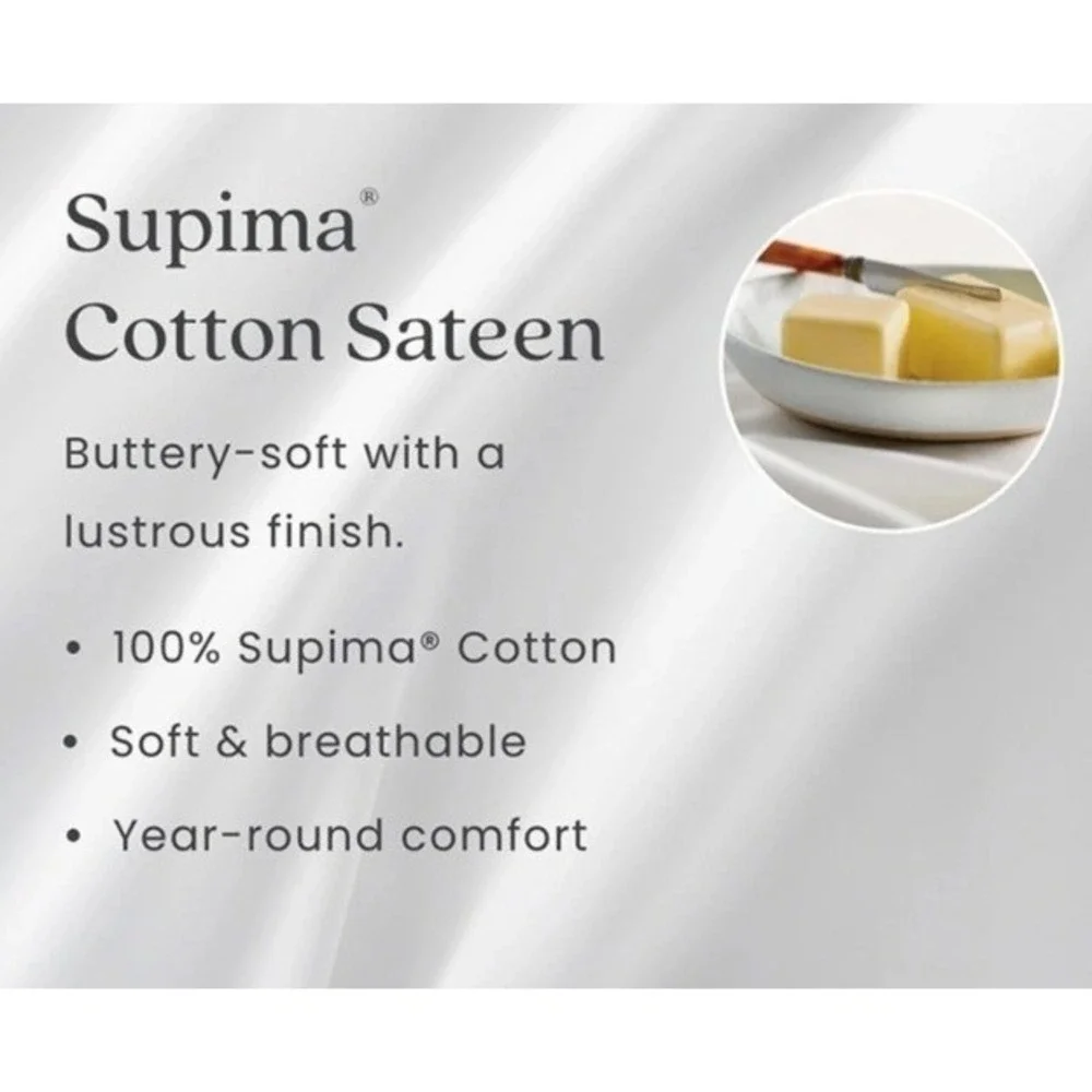 The Company Store Legends Hotel Supima Cotton Sateen Queen Duvet Cover Sea Mist